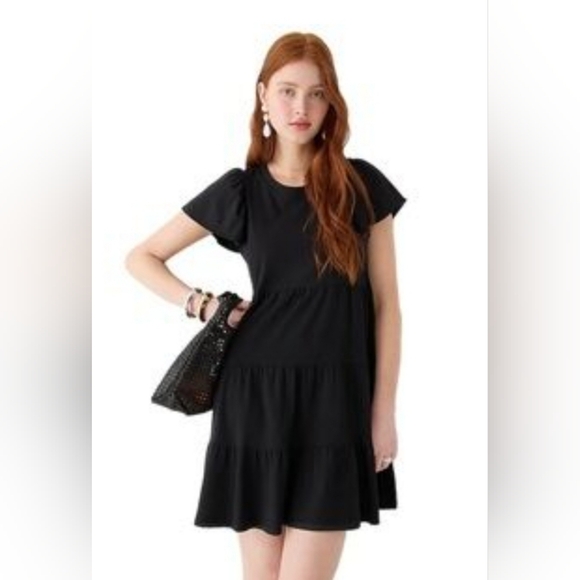 black midi tulle dress Short Sleeve Spiral Panel Show Choir Black Cover-Up Dress Length:Petite- 53 inch